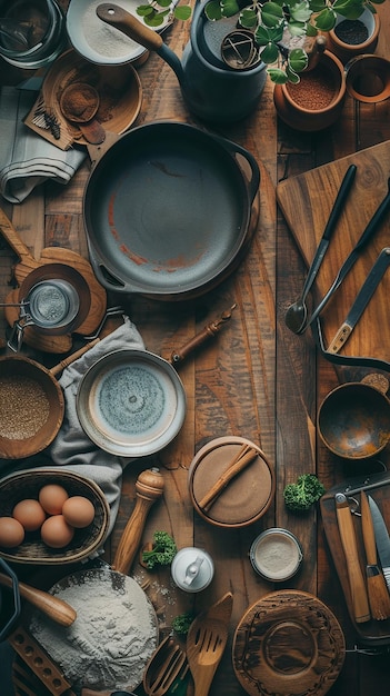 Kuchnia z naczyniami